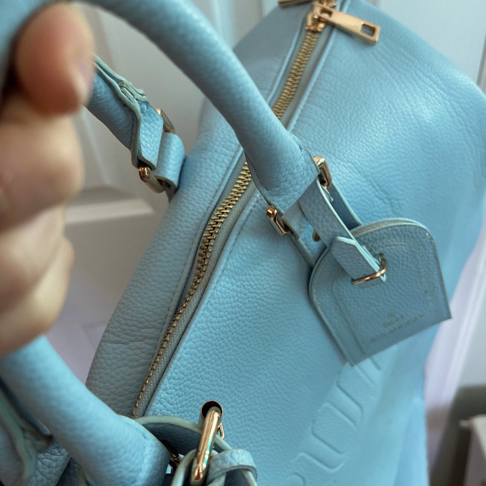Truly Blue Faux Leather duffle
